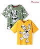 HoneyHap Disney Single Jersey Knit Drop Shoulder Half Sleeve T-Shirt With Mickey & Friends Graphic Pack Of 2 -Olive Green & Yellow