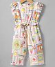 Tweetoons Knit Half Sleeves Jumpsuit With Fruit Print - Cream