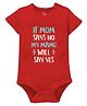 Zeezeezoo 100% Cotton Half Sleeves If Mom Says No My Mamu Will Say Yes Text Printed Onesie - Red