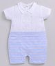 BABY GO Cotton Half Sleeves Striped Cut & Sew Romper - Blue