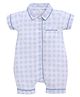 BABY GO Cotton Half Sleeves Checked Romper - Sea Green