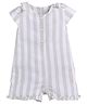 BABY GO Cotton Half Sleeves Striped Romper - Beige