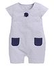 BABY GO Cotton Half Sleeves Abstract Embroidered & Floral Applique Detailed Romper - Grey