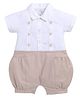 BABY GO Cotton Half Sleeves Colour Blocked Romper - Beige