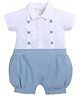 BABY GO Cotton Half Sleeves Colour Blocked Romper - Blue
