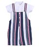 BABY GO Cotton Striped Dungaree With Half Sleeves Solid Shirt Set - Navy Blue