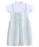 BABY GO Cotton Striped Dungaree With Half Sleeves Solid Shirt Set - Pista Green