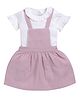 BABY GO Cotton Half Frill Sleeves Solid Pinafore Dress With Top - Mud