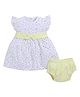 BABY GO Cotton Cap Sleeves Floral Printed Dress With Bloomer Set - Lemon Yellow