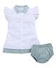 BABY GO Cotton Cap Sleeves Schiffli Designed Dress With Bloomer Set - Pista Green