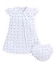 BABY GO Cotton Cap Sleeves Bow Applique Detailed & Floral Printed Dress With Bloomer - Green