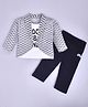 Kiwi Cotton Blend Full Sleeves Checked Shirt With Attached Tee & Pant Set - Grey