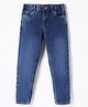 Kookie Kids Woven Full Length Solid Denim Jeans - Navy Blue