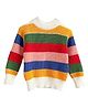 Little Surprise Box Cotton Knitted Full Sleeves Striped Cardigan - Multi Colour