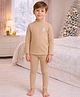Little Surprise Box Cotton Full Sleeves Polar Bear Patch Detailed Thermal Wear Set - Cream