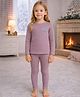 Little Surprise Box Cotton Full Sleeves Logo Printed Thermal Wear Set - Mauve
