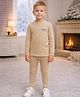 Little Surprise Box Christmas Theme Cotton Full Sleeves Logo Printed Thermal Wear Set - Brown