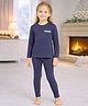 Little Surprise Box Cotton Full Sleeves Logo Printed Thermal Wear Set - Navy Blue