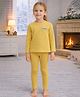 Little Surprise Box Cotton Full Sleeves Logo Printed Thermal Wear Set - Mustard Yellow