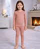 Little Surprise Box Cotton Full Sleeves Logo Patch Detailed Thermal Wear Set - Maroon