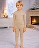 Little Surprise Box Cotton Full Sleeves Logo Patch Detailed Thermal Wear Set - Brown
