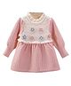 Little Surprise Box Cotton Full Sleeves Floral Designed Knitted Winter Wear Dress - Pink