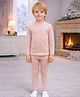 Little Surprise Box Cotton Full Sleeves Bear Patch Detailed Thermal Wear Set - Pink