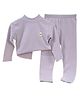 Little Surprise Box Cotton Full Sleeves Bear Patch Detailed Thermal Wear Set - Purple