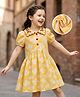 Mark & Mia Half Sleeves Frock with Collar & Floral Print & Embriodery - Yellow