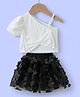 Mark & Mia Cotton Sleeveless Top & Skirt Set with Bow & Butterfly Applique - White & Black