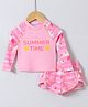 Mark & Mia Full Raglan Sleeves Two Piece Swimsuit with Unicorn Print - Pink
