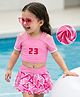 Mark & Mia Half Raglan Sleeves Two Piece Swimsuit with Abstract Print - Pink