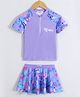 Mark & Mia Half Raglan Sleeves Two Piece Swimsuit with Sea Life Print - Purple