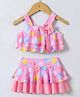 Mark & Mia Sleeveless Two Piece Swimsuit with Shell Fish Print & Bow Applique - Pink