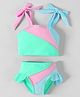 Mark & Mia Singlet Sleeves Two Piece Swimsuit with Cut & Sew Design - Pink & Light Blue