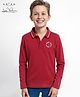 Arias Cotton Knit Full Sleeves Polo T-Shirt With Text Print - Red