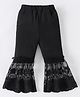 Mark & Mia Full Length Leggings with Floral Chikankari Detailing - Black