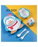 Flaze Bamboo Baby Tableware Set, Eco Friendly Baby Penguin Shape Bamboo Fiber Dinner Set for Weaning Toddlers/Kids, Set of Plate Bowl Cup Fork& Spoon/Baby Feeding Utensils