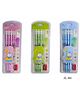 Flaze Unique Elephant and Giraffe Printed Design HB Pencils with Top Erasers, 1 Hand Grip and 1 Sharpner Fancy School Stationery Set for Kids, Drawing & Sketching( color n design may vary)