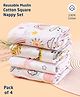 ZOE Printed Reusable Muslin Cotton Square Nappy Set Pack of 4 - Multicolor