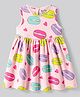 Bonfino 100% Cotton Knit Sleeveless Frock with Hearts Print - Pink