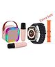 Azhari Mini Karaoke Machine Portable Bluetooth Speaker with 2 Wireless Microphones & Smart Watch with Extra Belt for kids Color & Design May Vary