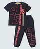 Babyhug Disney Terry Knit Half Sleeve T-Shirt & Lounge Pants Set With MC Queen Graphics - Black
