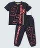 Babyhug Disney Terry Knit Half Sleeve T-Shirt & Lounge Pants Set With MC Queen Graphics - Black