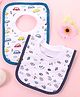 Babyhug 100 % Cotton Pullover Bibs Car & Sports Print Pack of 2 - Blue & Black