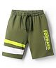 Honeyhap Premium 100% Cotton Knee Length Text Printed Bermuda With Bio Finish - Olive Green.