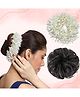 LYKAA Combo Of 2 Pcs White Mogra Artificial Fake Flower Gajra & Funky Messy Bun Hair Accessories