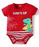 Babyhug 100% Cotton Knit Half Sleeves Dino Printed Onesie - Red