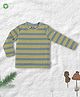 Pranava 100% Organic Cotton Full Sleeves Striped Tee  - Yellow & Blue