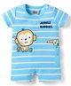 Babyhug 100% Cotton Knit Half Sleeves Romper with Stripes Monkey Print - Light Blue